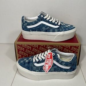 Vans Old Skool stacked Woven Denim multi platform